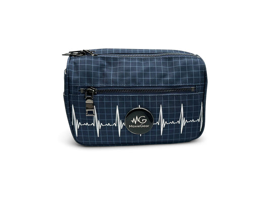 MoxieGalia MG X-Sentia fanny pack in blue grid pattern featuring white ECG heartbeat design and silver hardware — sleek, compact, and functional for professionals on the move”
“MoxieGalia MG X-Sentia fanny pack in blue grid pattern featuring white ECG heartbeat design and silver hardware — sleek, compact, and functional for professionals on the move.
